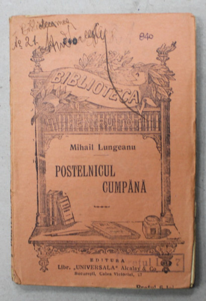 POSTELNICUL CUMPANA de MIHAIL LUNGEANU , EDITIE INTERBELICA