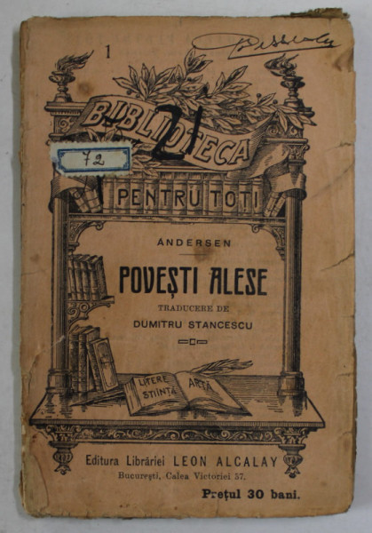 POVESTI ALESE de ANDERSEN , EDITIE DE INCEPUT DE SECOL XX