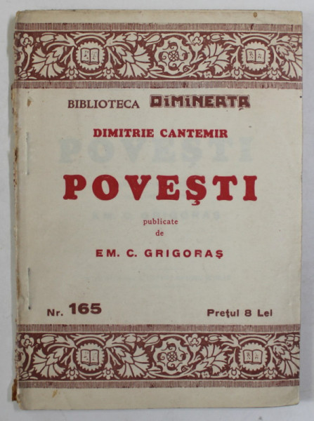 POVESTI de DIMITRIE CANTEMIR , 1932
