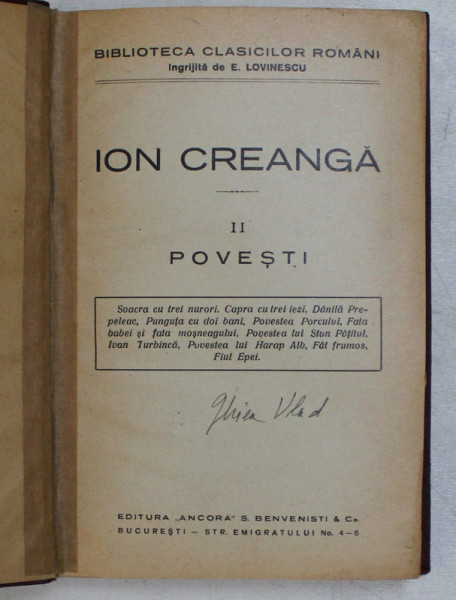 POVESTI , VOLUMUL II de ION CREANGA