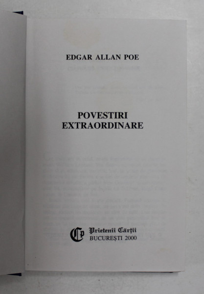 POVESTIRI EXTRAORDINARE de E.A. POE , 2000