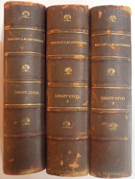 PRECIS DE DROIT CIVIL par G. BAUDRY - LACANTINERIE, VOL I-III, PARIS  1899