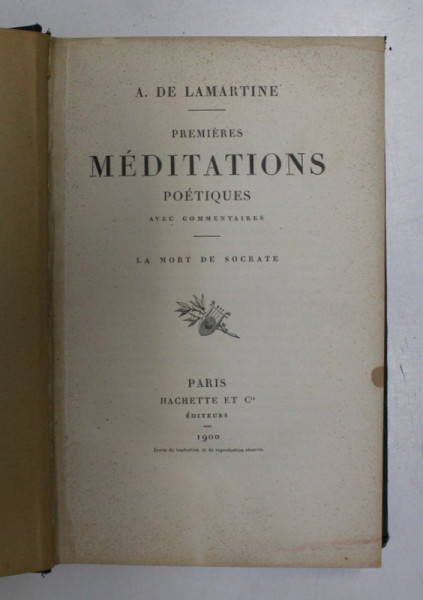 PREMIERS MEDITATIONS POETIQUES par A. DE LAMARTINE , 1900