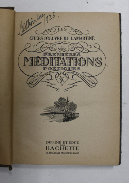 PREMIERS MEDITATIONS POETIQUES par LAMARTINE , 1924