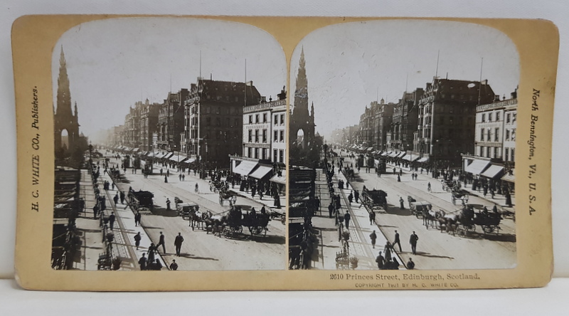 PRINCESS STREET , EDINBURGH , SCOTLAND , FOTOGRAFIE STEREOSCOPICA , 1901