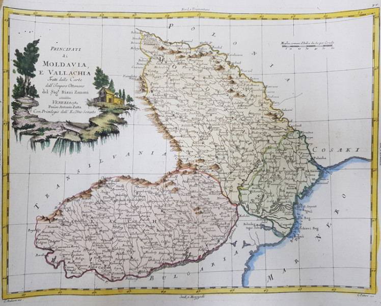Principatul Moldovei si Valahiei, Rizzi Zannoni - Venetia, 1782, Gravura