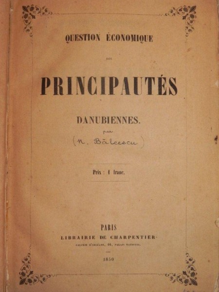 PRINCIPAUTES DANUBINNES - N. BALCESCU - PARIS  1850 