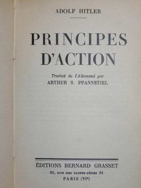 PRINCIPES D' ACTION - ADOLF HITLER 