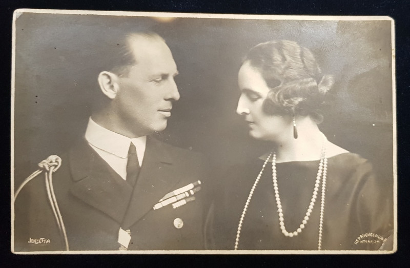 PRINCIPESA ELISABETA SI REGELE GEORGE AL II - LEA AL GRECIEI , FOTOGRAFIE TIP CARTE POSTALA , SEMNATA JULIETTA , NECIRCULATA