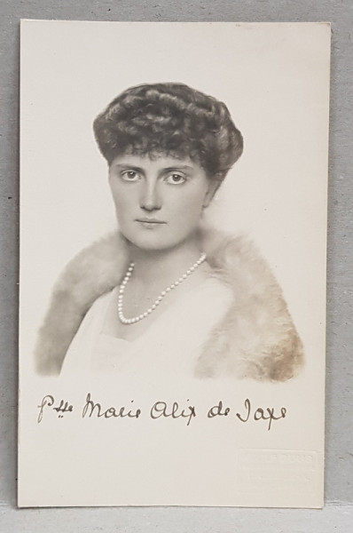 PRINTESA MARIE ALIX DE SACHSEN , FOTOGRAFIE TIP CARTE POSTALA, FOTOGRAF ADOLF DOUS , DRESDA , MONOCROMA, NECIRCULATA , PERIOADA PRIMULUI RAZBOI MONDIAL