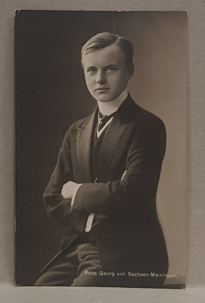 PRINTUL GEORG VON SACHSEN  - MEININGEN ,PORTRET IN STUDIO , CARTE POSTALA ILUSTRATA , MONOCROMA, NECIRCULATA , PERIOADA PRIMULUI RAZBOI MONDIAL