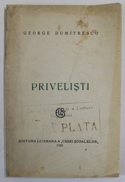 PRIVELISTI , versuri de GEORGE DUMITRESCU , 1928