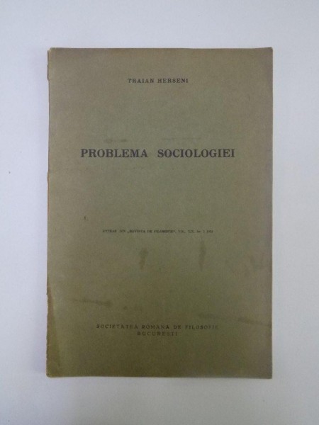 PROBLEMA SOCIOLOGIEI de TRAIAN HERSENI