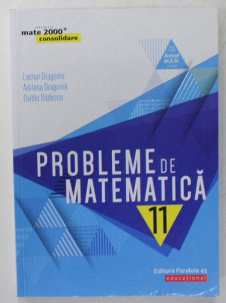 PROBLEME DE MATEMATICA , PENTRU CLASA A -XI- A de LUCIAN DRAGOMIR ...OVIDIU BADESCU , 2019