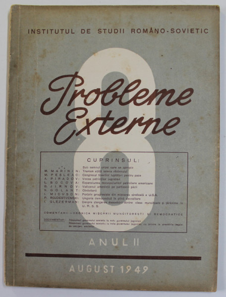 PROBLEME EXTERNE , REVISTA , NR. 8 , ANUL II , AUGUST ,1949