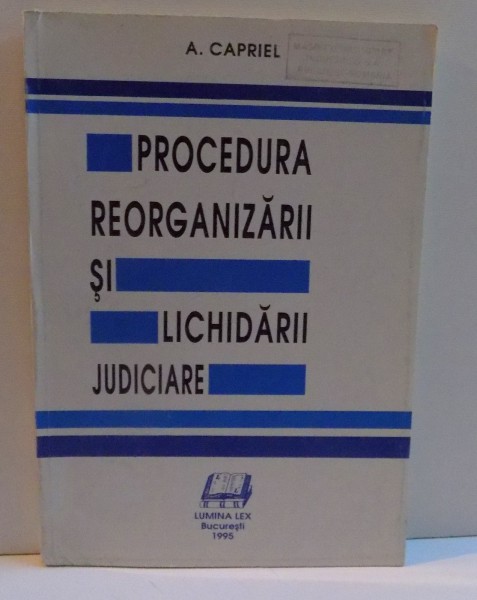 PROCEDURA REORGANIZARII SI LICHIDARII JUDICIARE, 1995