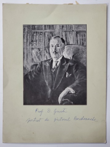PROFESORUL D. GUSTI , PORTRET DE PICTORUL BORDENACHE , FOTOGRAFIE , INTERBELICA