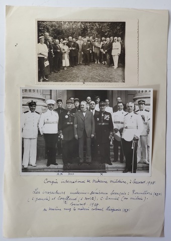 PROFESORUL DOCTOR C. DANIEL SI  MEDICI MILITARI FRANCEZI LA CONGRESUL DE MEDICINA MILITARA , BUCURESTI , DOUA FOTOGRAFII , 1938