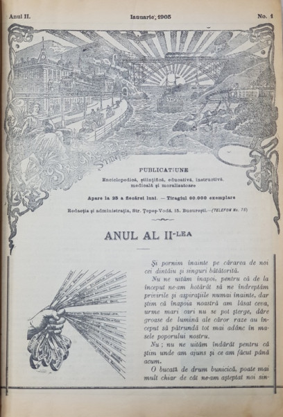 PROGRESELE STIINTEI , REVISTA ENCICLOPEDICA , ANUL II , COLEGAT DE 12 NUMERE , IAN. - DEC. 1905