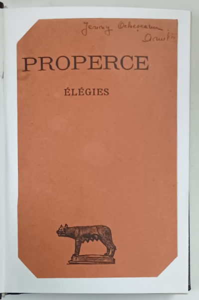 PROPERCE , ELEGIES , texte etabli et traduit par D. PAGANELLI , 1929