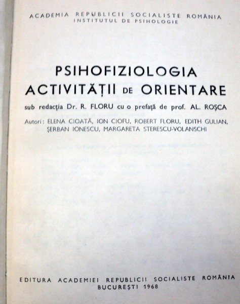 PSIHOFIZIOLOGIA ACTIVITATII DE ORIENTARE  1968