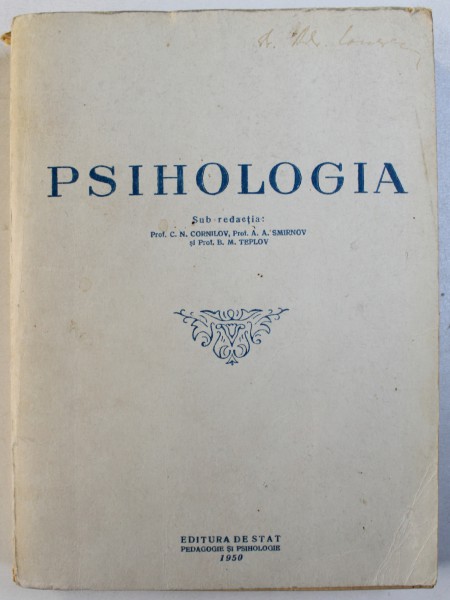 PSIHOLOGIA de C.N. CORNILOV ...B.M. TEPLOV , 1959