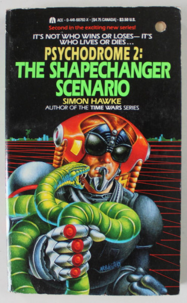 PSYCHODROME 2 : THE SHAPECHANGER SCENARIO by SIMON HAWKE , 1988 , COPERTA CU URMA DE PERFORARE