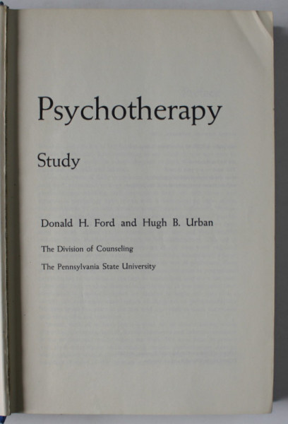 PSYCHOTERAPY , STUDY by DONALD H. FORD and HUGH B. URBAN , 1963 , PREZINTA SUBLINIERI