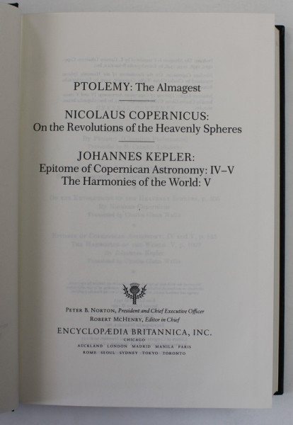 PTOLEMY / COPERNICUS / KEPLER , COLIGAT DE TREI LUCRARI , TEXT IN LIMBA ENGLEZA , 1994