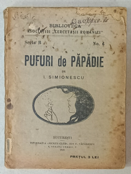 PUFURI DE PAPADIE de I. SIMIONESCU , 1919