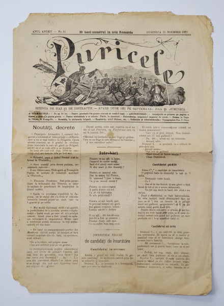 ' PURICELE ' , REVISTA DE HAZ SI DE DISTRACTIE , ANUL I , NR. 81 , DUMINICA , 25 NOIEMBRIE , 1879