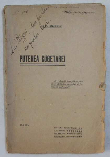 PUTEREA CUGETARIEI de S. O. MARDEN