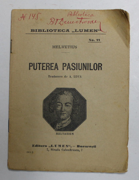 PUTEREA PASIUNILOR de HELVETIUS , 1911