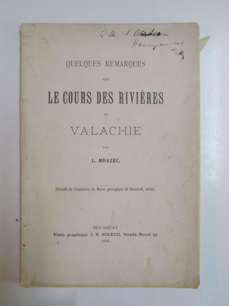 QUELQUES REMARQUES SUR LE COURS DES RIVIERES EN VALACHIE par L. MRAZEC  1898