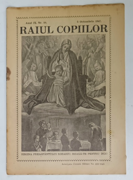 RAIUL COPIILOR , REVISTA , NR. 10  ,  1947