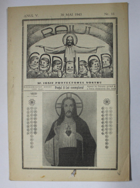 RAIUL COPIILOR  - REVISTA RELIGIOASA  CATOLICA , ANUL V , NR. 11   , 30 MAI 1943