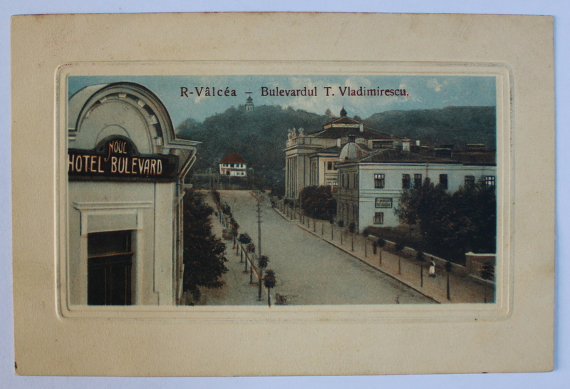 RAMNICU  - VALCEA , BULEVARDUL TUDOR VLADIMIRESCU , CARTE POSTALA ILUSTRATA , POLICROMA, CIRCULATA , 1912