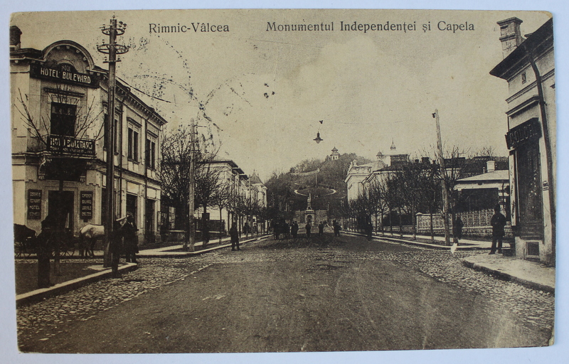 RAMNICU  - VALCEA - MONUMENTUL INDEPENDENTEI SI CAPELA , CARTE POSTALA ILUSTRATA , MONOCROMA , CIRCULATA , DATATA 1925