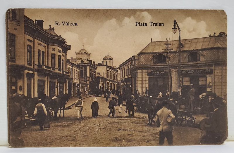 RAMNICU VALCEA , PIATA TRAIAN  , CARTE POSTALA ILUSTRATA , 1925