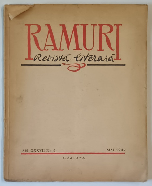 RAMURI - REVISTA LITERARA , AN XXXVII , NR . 5 , MAI 1942
