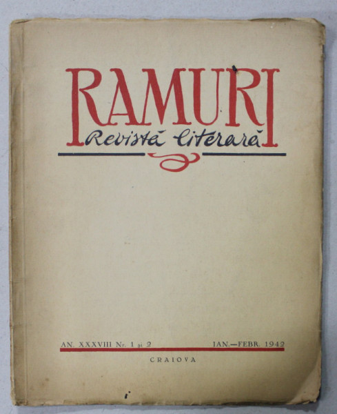 RAMURI , REVISTA LITERARA , NR. 1si 2,  1942