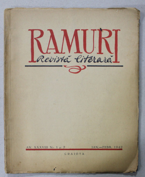 RAMURI , REVISTA LITERARA , NR. 1si 2,  1942