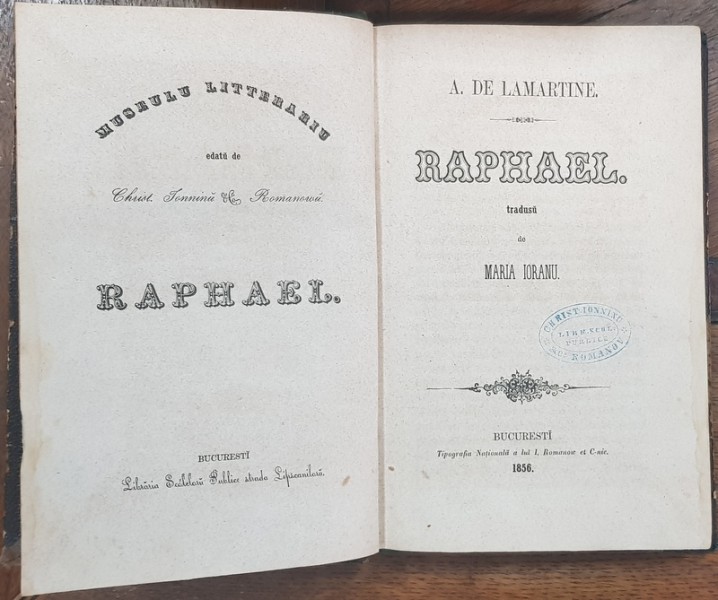 RAPHAEL de A. DE LAMARTINE - BUCURESTI 1856