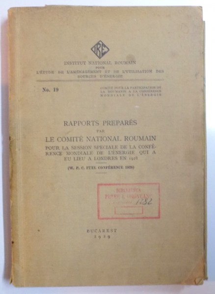 RAPPORTS PREPARES PAR LE COMITE NATIONAL ROUMAIN / RAPPORT SUR L'EMPLOI DU CRACKING POUR LA TRANSFORMATION DES DERIVES DU PETROLE par GH. SAVA