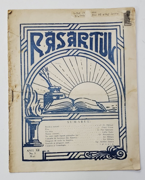 RASARITUL , ORGAN AL '' CASELOR NATIONALE '' SI AL  ASOCIATIEI '' SANATATEA SOCIALA '' , ANUL XII , NR. 5, MAI 1930