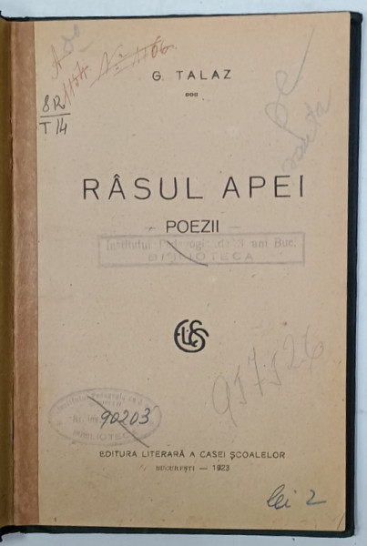 RASUL APEI , POEZII de G. TALAZ , 1923
