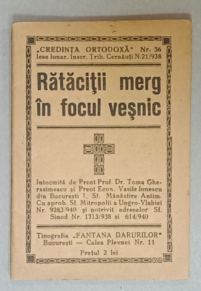 RATACITII MERG IN FOCUL VESNIC  de  TOMA GHERASIMESCU si VASILE IONESCU , 1940