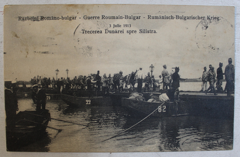 RAZBOIUL ROMANO - BULGAR  - TRECEREA DUNARII SPRE SILISTRA , 3 IULIE , 1913 , FOTOGRAFIE TIP CARTE POSTALA , MONOCROMA , CIRCULATA