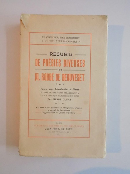 RECUEIL DE POESIES DIVERSES DE M.ROBBE DE BEAUVESET 1921