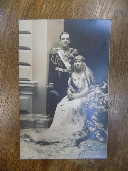 Regele Alexandru I si Regina Marioara, foto originala Julietta tip CP